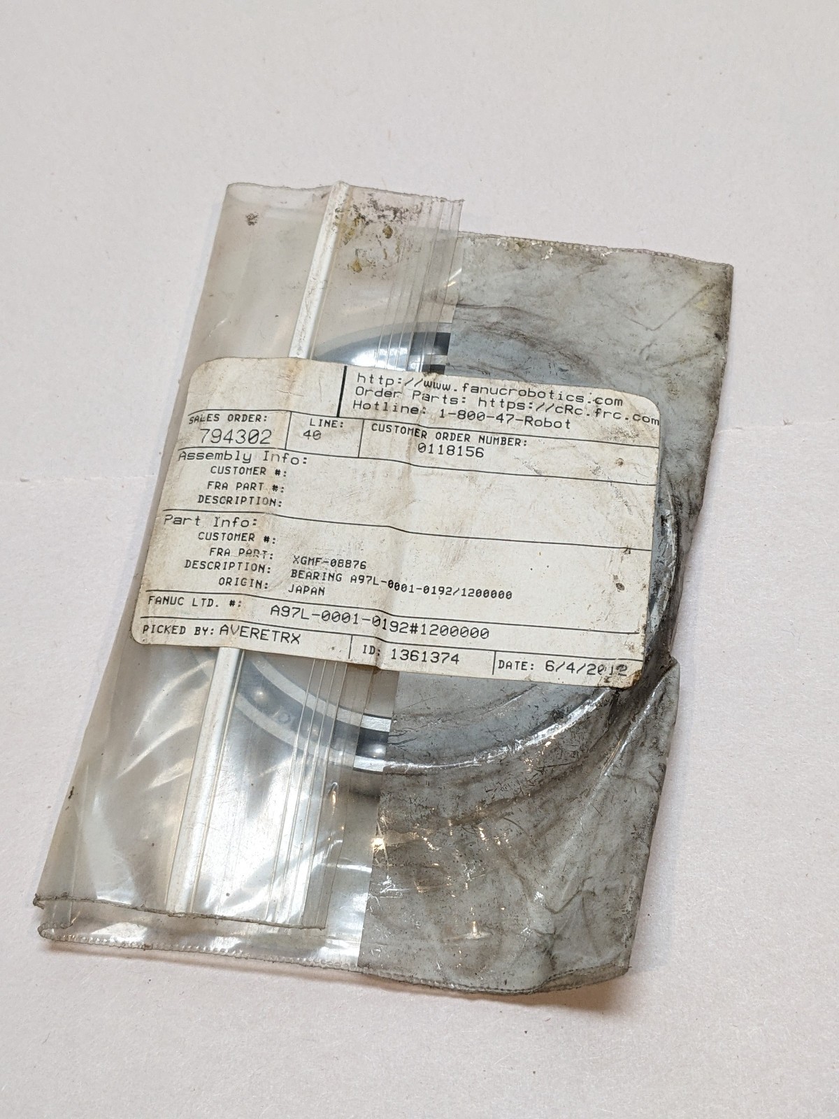 FANUC A97L-0001-0192#1200000 Bearing for LR Mate 100iB Robot OEM NEW