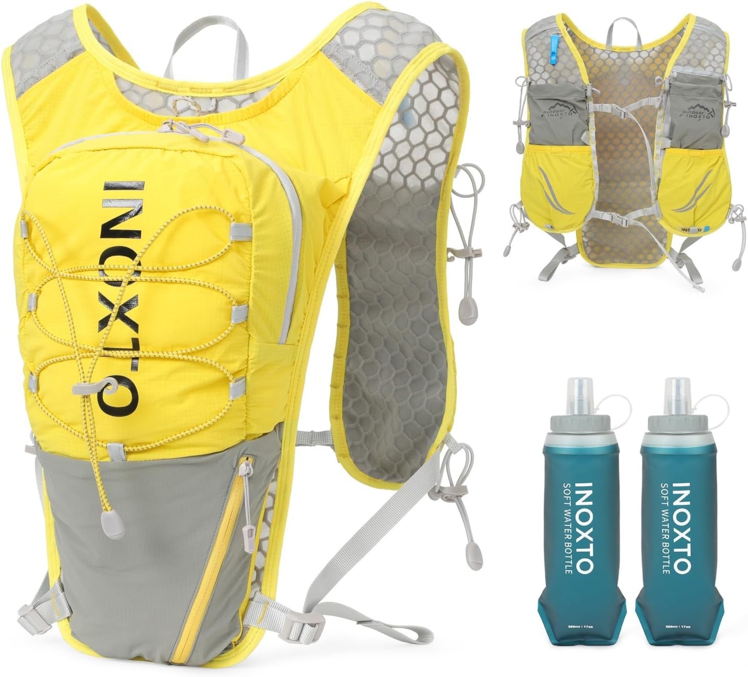 IX INOXTO Running Vest for Women Men Running Hydration With 2-500ml Soft Flasks