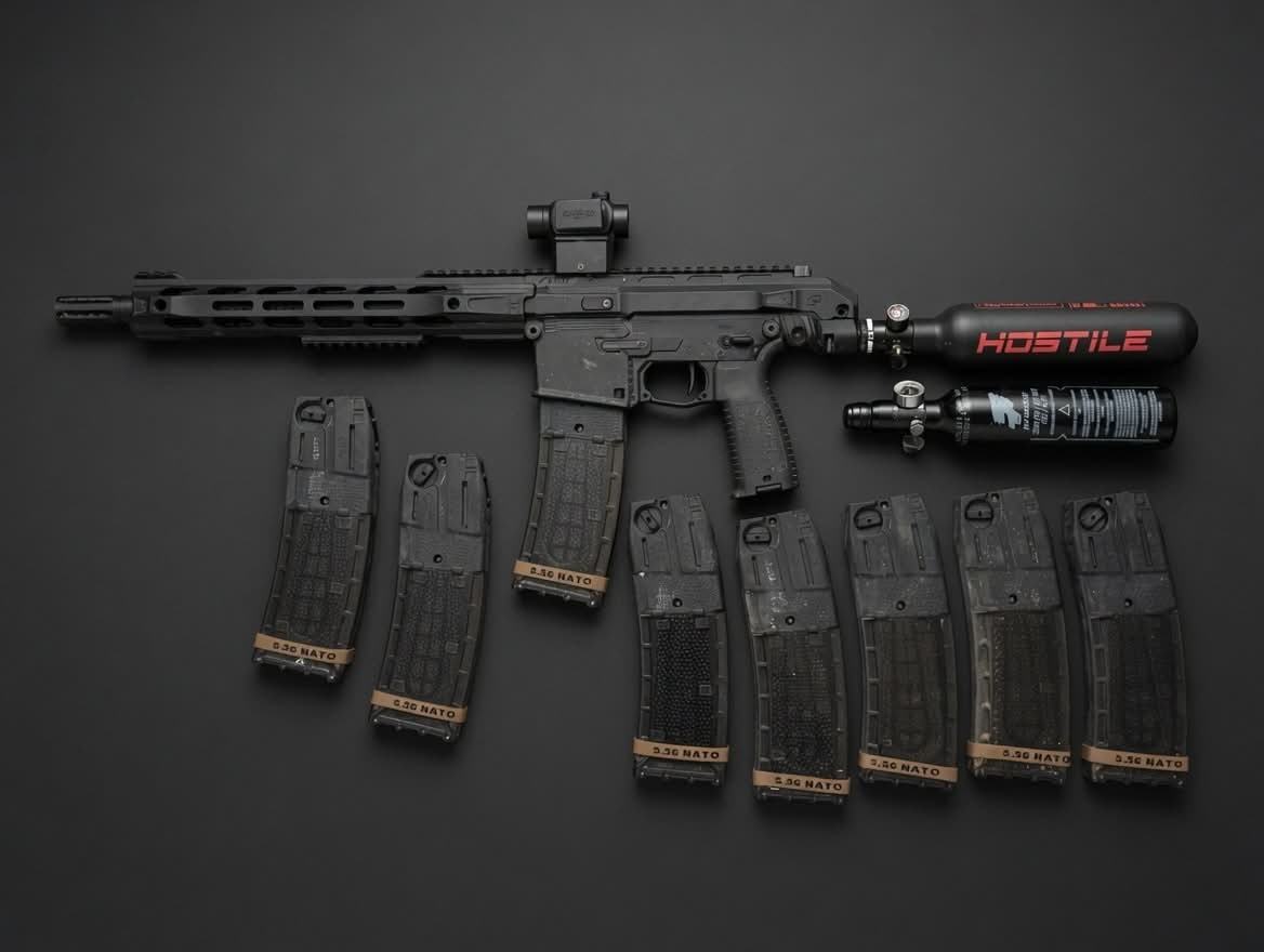 Planet Eclipse EMF200 MagFed Paintball Marker – Complete Setup