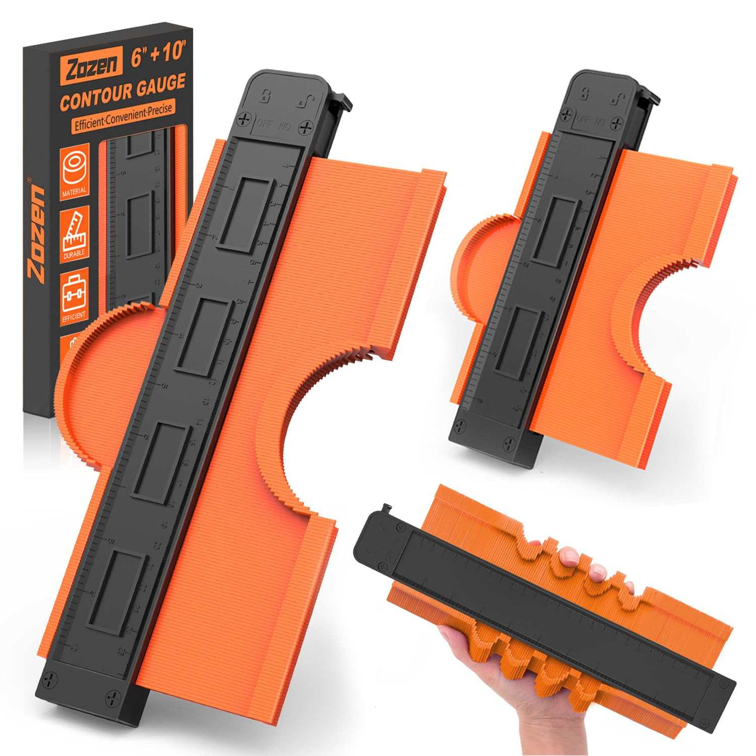 2 Pack Contour Gauge Tool 10in 6in Profile Duplicator w/Lock Engraved Scale