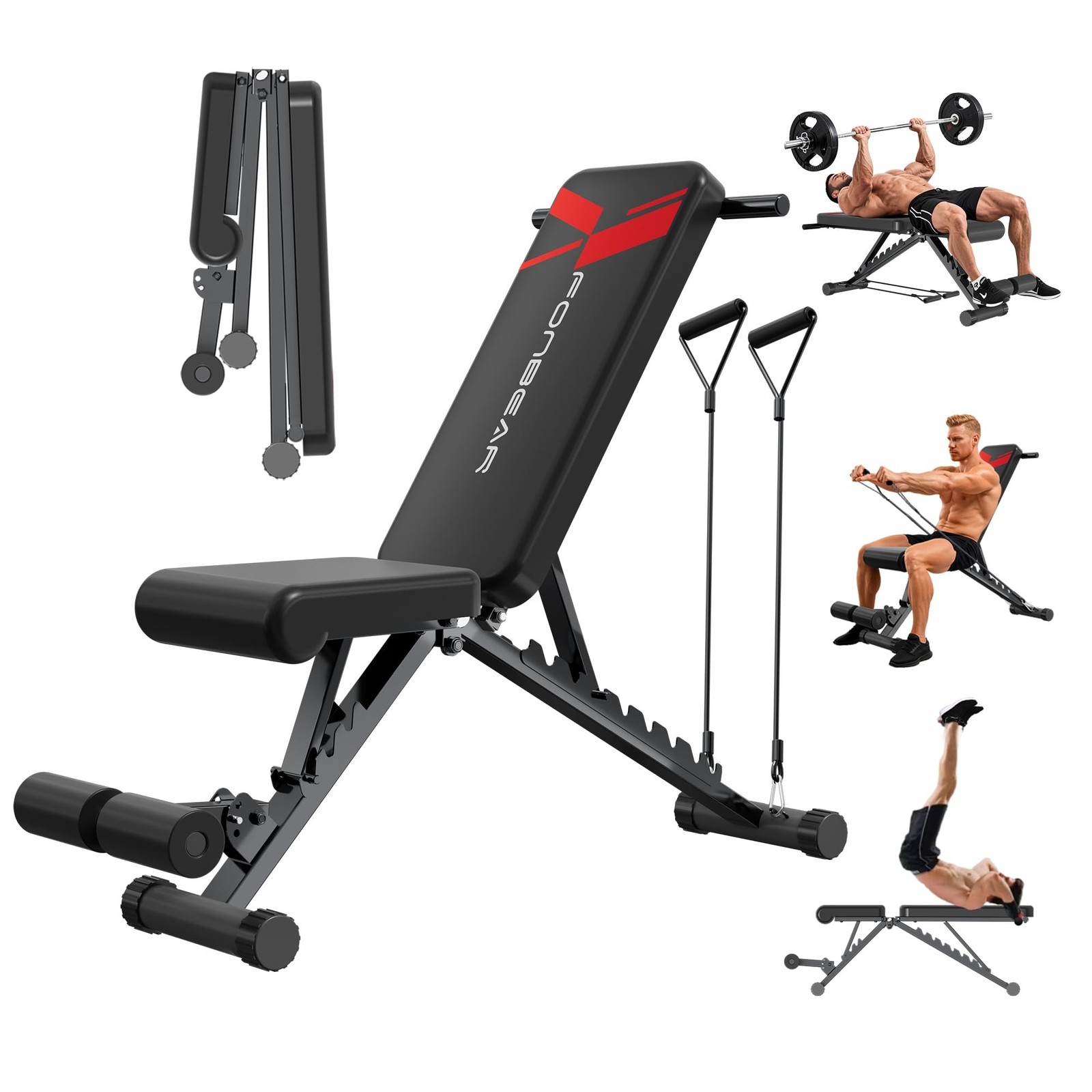 FONBEAR Adjustable Weight Bench, 660LBS Foldable Workout Bench for Full Body ...