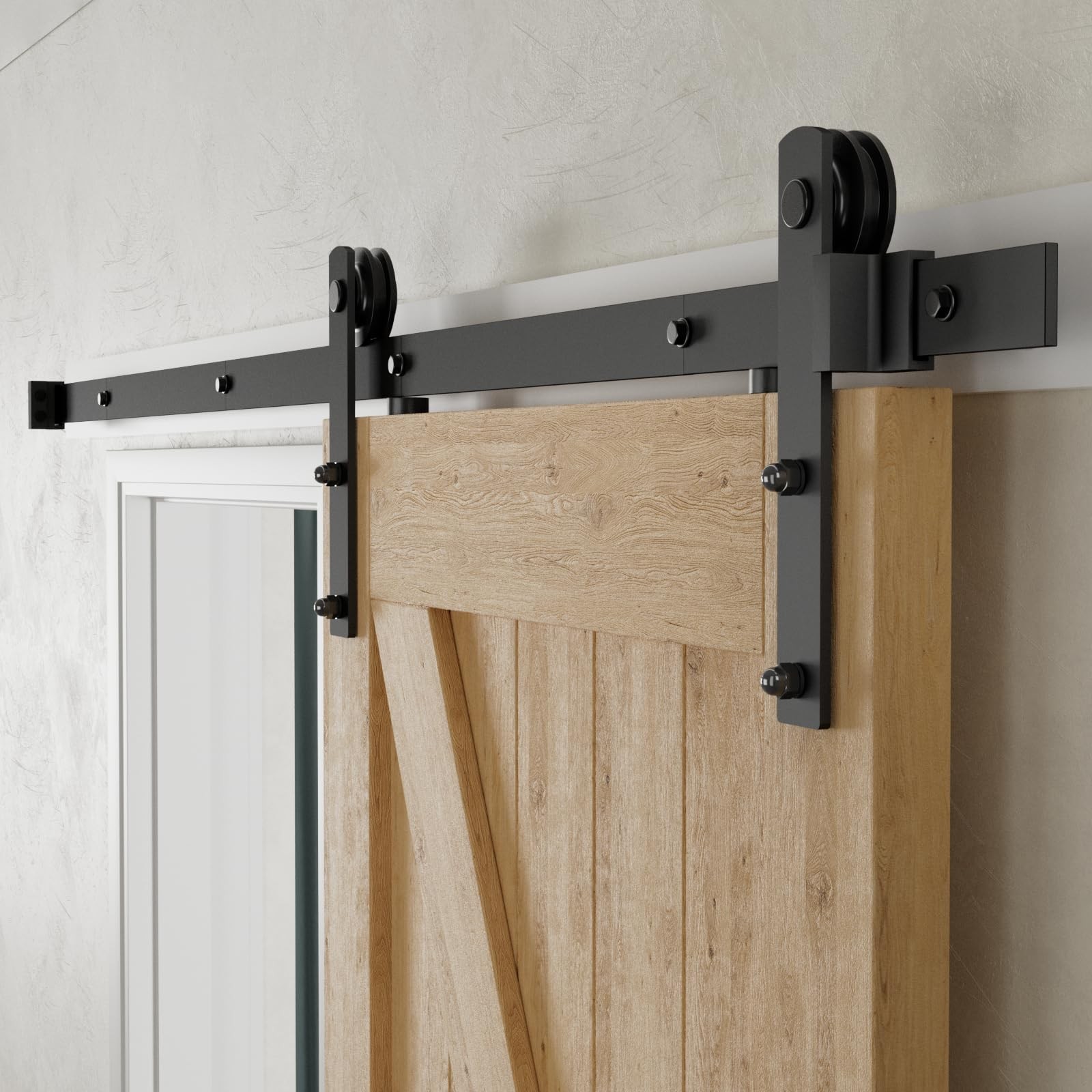 CCJH 6FT Heavy Duty Sturdy Sliding Barn Door 6ft for 1 Door, I Shape Roller