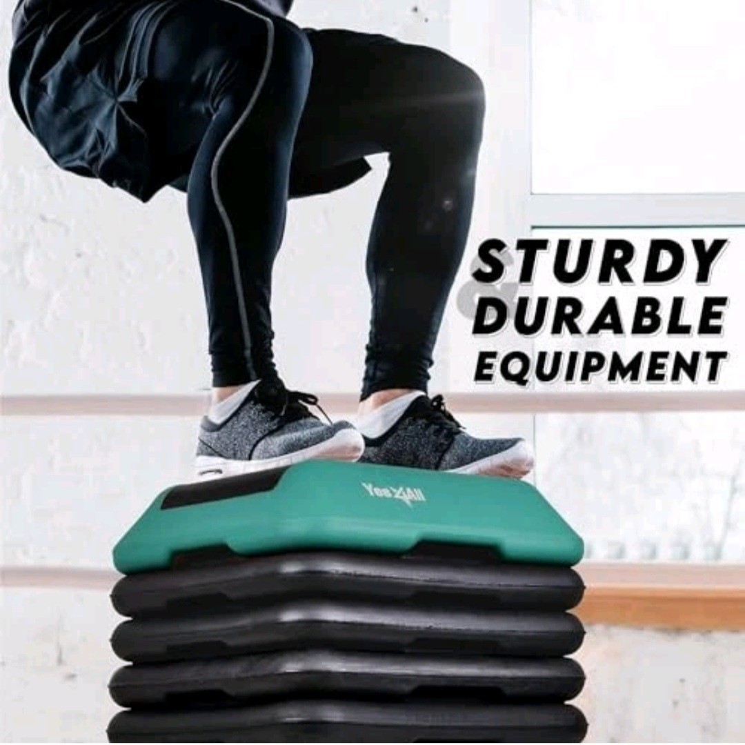 Step Aerobic Platform, Exercise Step with 5 Levels Adjustable Height, 4 Stackabl