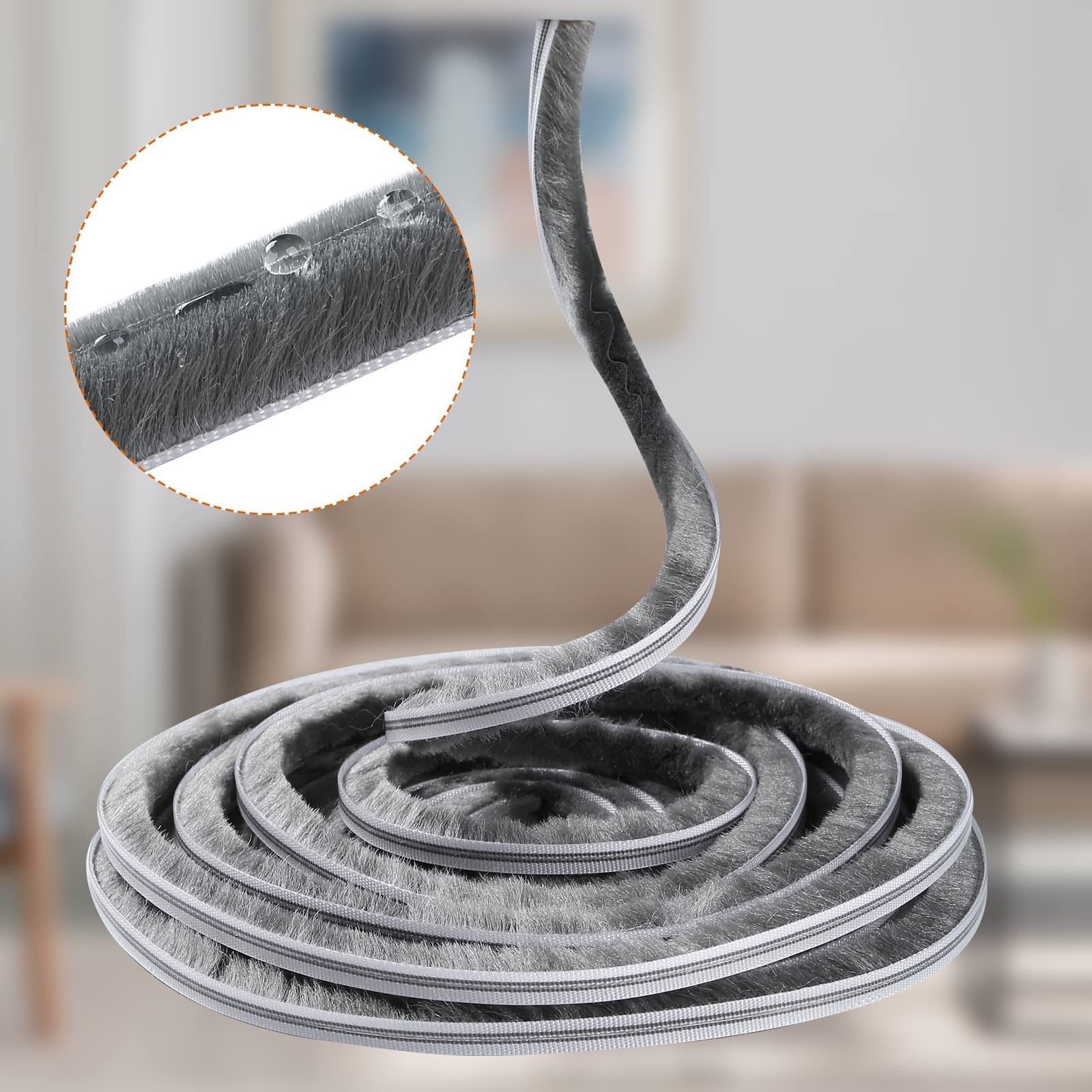 Weather Stripping Door Seal - 5m (16ft) Brush Weather Stripping, Card-Slot Se...
