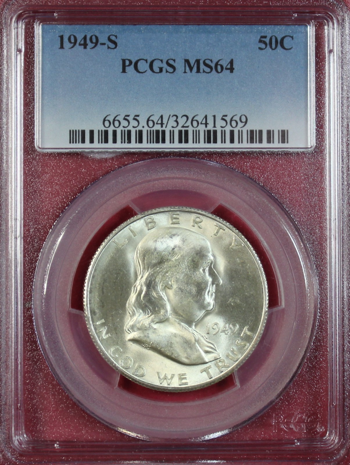 1949-S FRANKLIN HALF DOLLAR PCGS MS64
