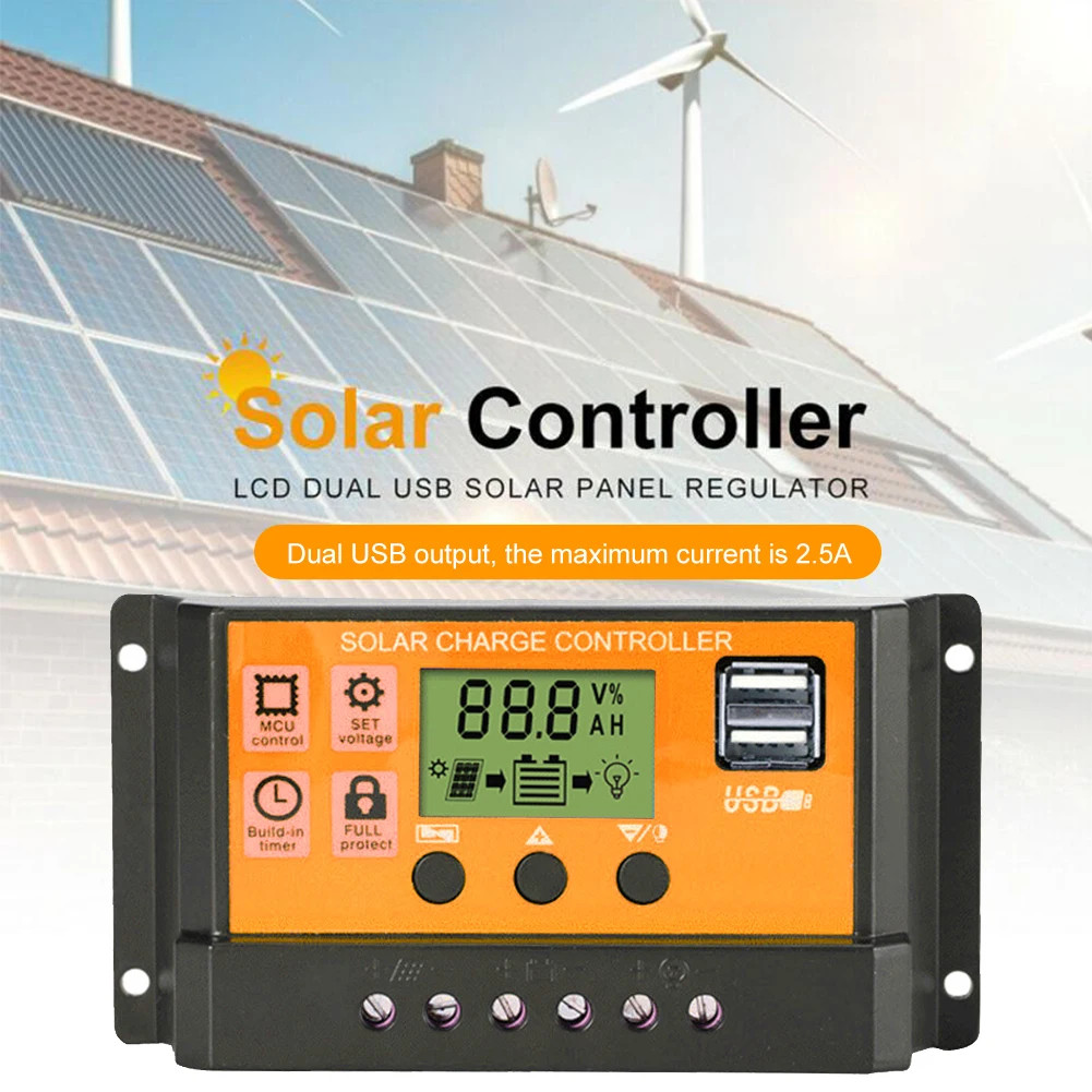 100A PWM Solar Panel Regulator Charge Controller 12V/24V Auto Focus Tracking