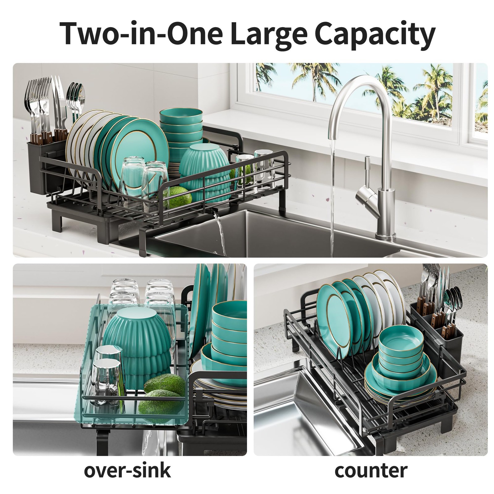 Small Dish Drying Rack - Extendable Dish Rack for Kitchen Counter, Rustproof ...