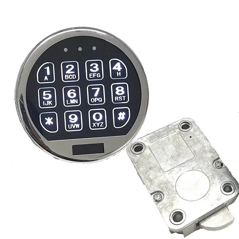 Electronic Safe Lock LED Keypad Chrome Gun Safe Lock Replacement With Swing Bolt