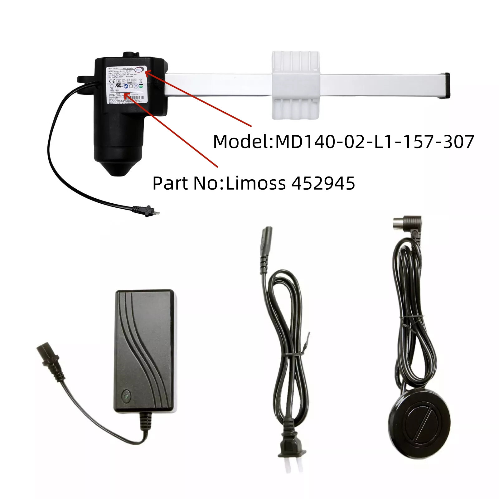 Linear Actuator Limoss 452945 Motor Model MD140-02-L1-157-307 for Recliner Chair
