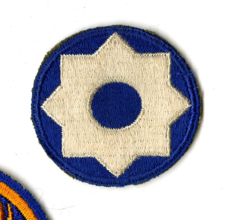 8th Service Command White Back Patch WWII Vintage Southern States