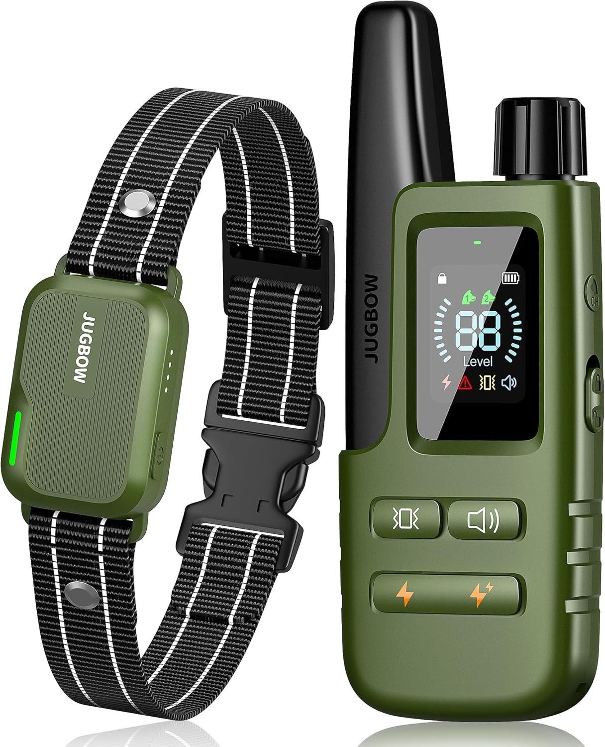 Jugbow Dog Training Shock Collar w/ Remote IPX7 Waterproof Rechargeable Green
