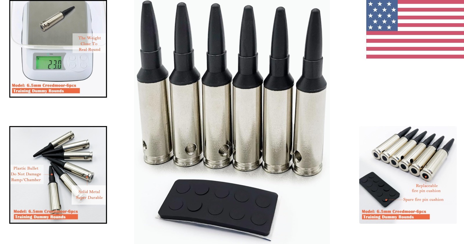 Durable Black Steel Training Rounds with Replaceable Pads - 6.5mm Size