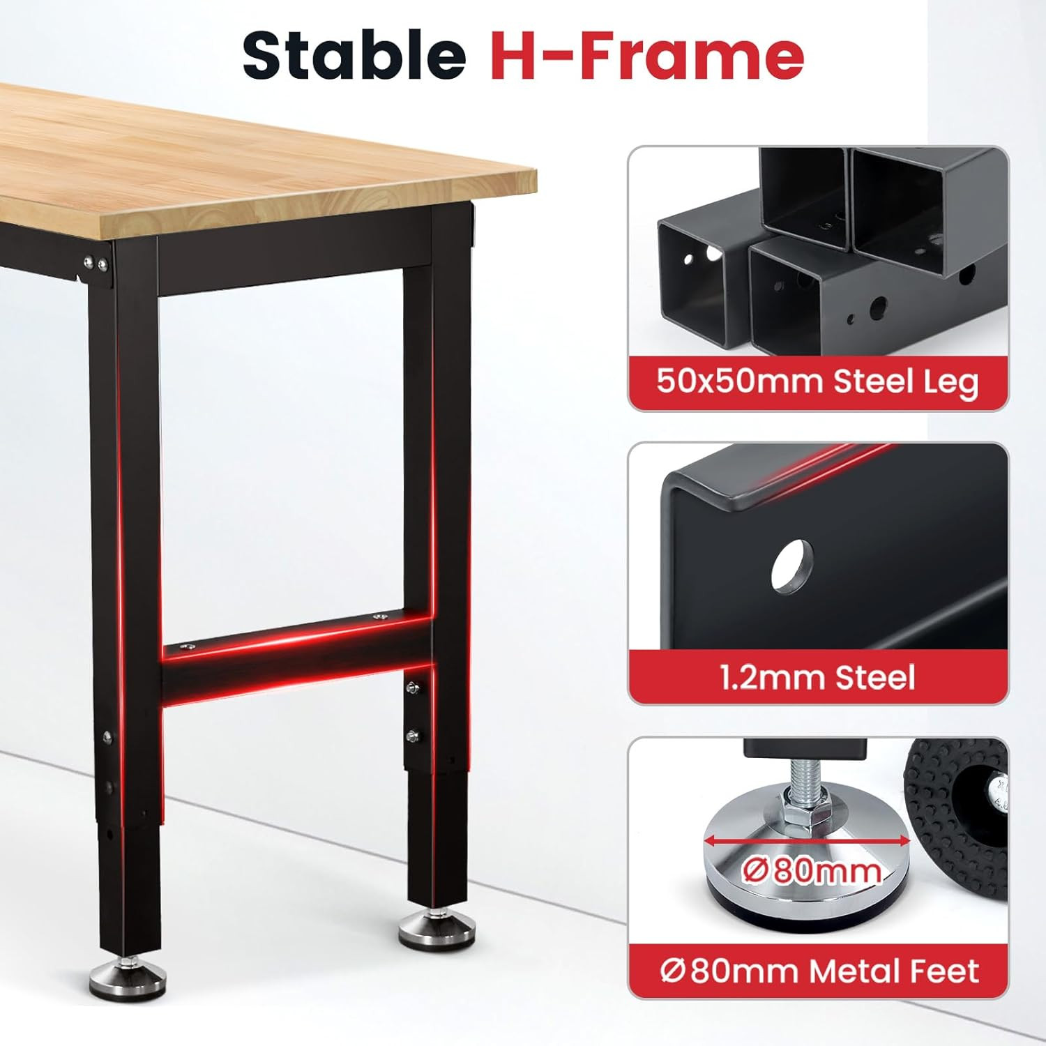 Work Bench 41 Inch Workbench for Garage Adjustable Height Heavy Duty Work Table