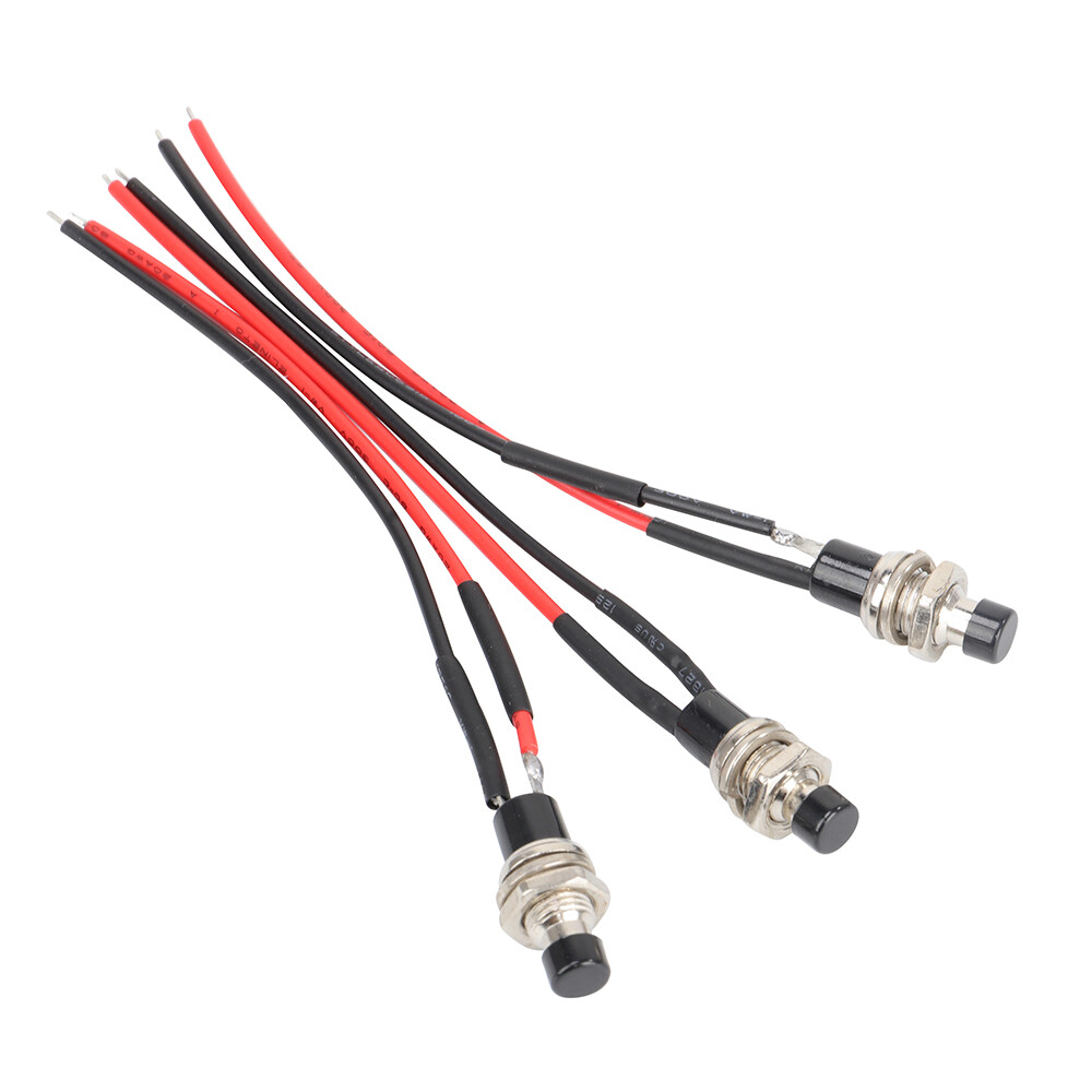 3x Mini Push Button Pre-Wired Momentary N/O OFF-ON Switch Plug 12V 5AMP SPST