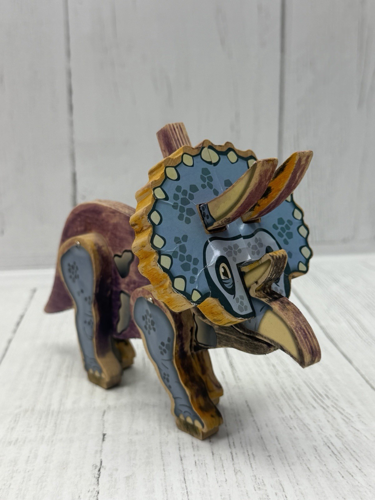 Lowe's Kids Workshop Triceratops Dinosaur Wooden Figure Assembled Collectible