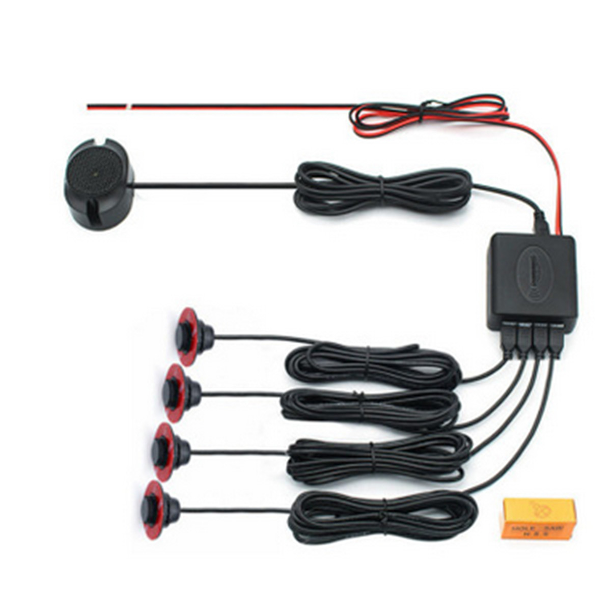 Car Reverse Backup Radar Sound Alarm System Kit Flat 4 Parking Sensor Adjustable