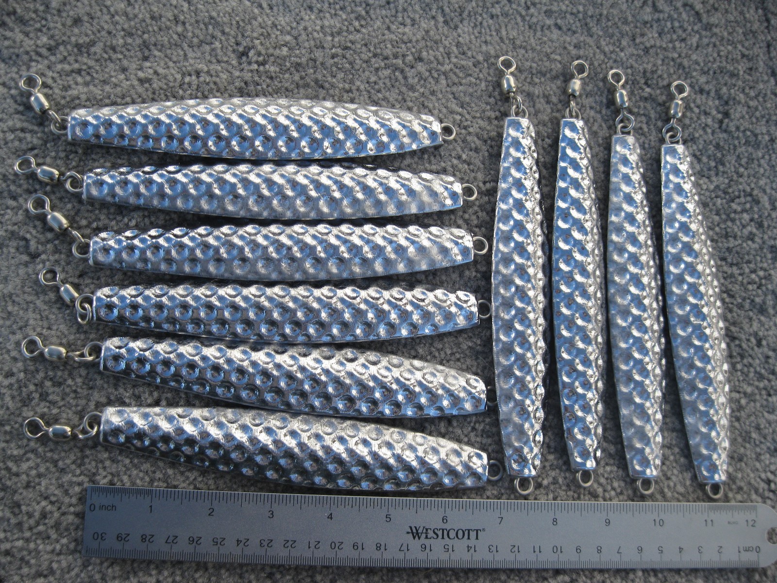 10 fishing bulk jigs lures 16oz hammered diamonds vertical jigging no hooks