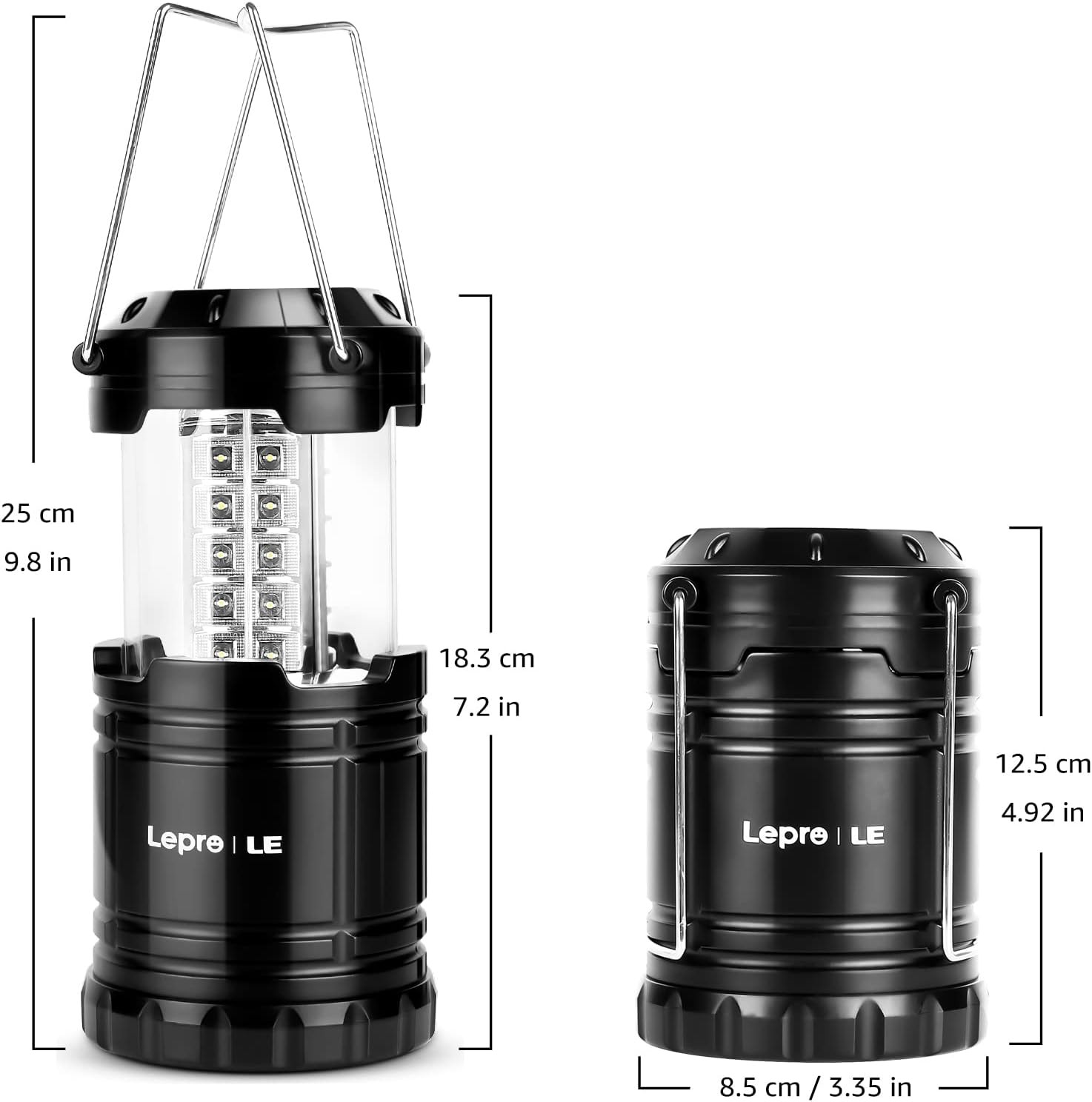 Lepro LED Camping Lantern Battery Powered Collapsible IPX4