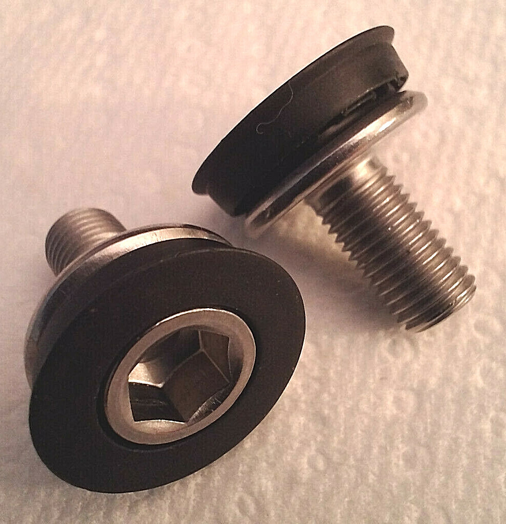 2 BOTTOM BRACKET AXLE FIXING  BOLTS 8mm ALLEN w/PLASTIC COLLAR M8x1.0x15mm