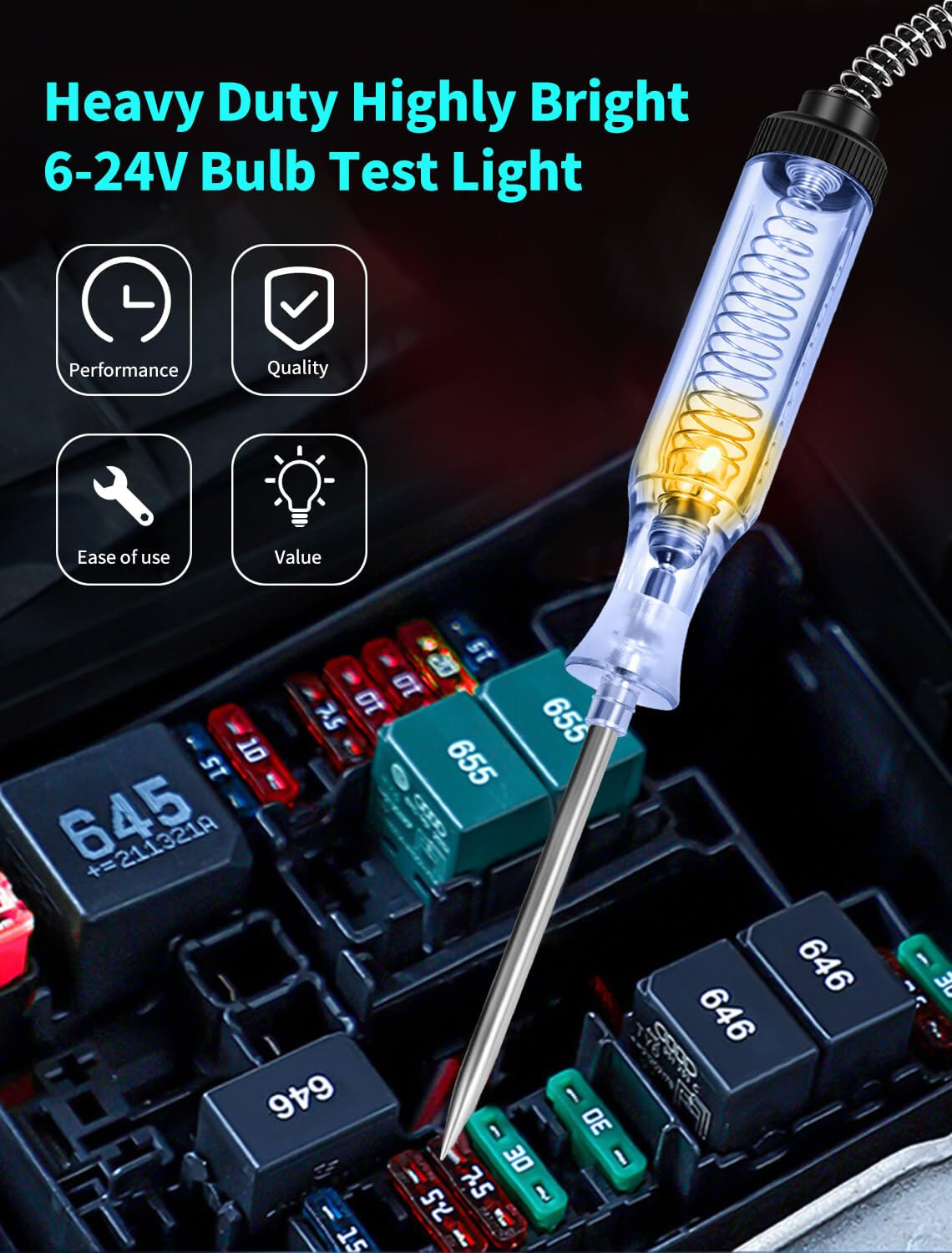 6-24V Automotive Circuit Tester Test Light Voltage Probe Electrical Tool