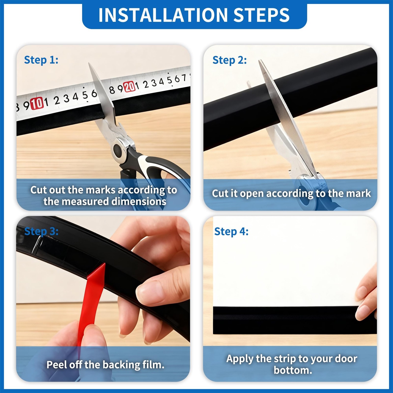2 Pack Door Draft Stopper Sheets, Door Sweep for Exterior & Interior Doors,Ro...