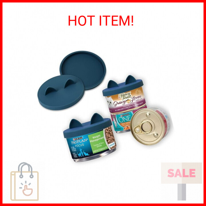 OHMO - 2 Pack Cat Food Can Lids, Small (3 oz) Silicone Can Covers for Pet Food C