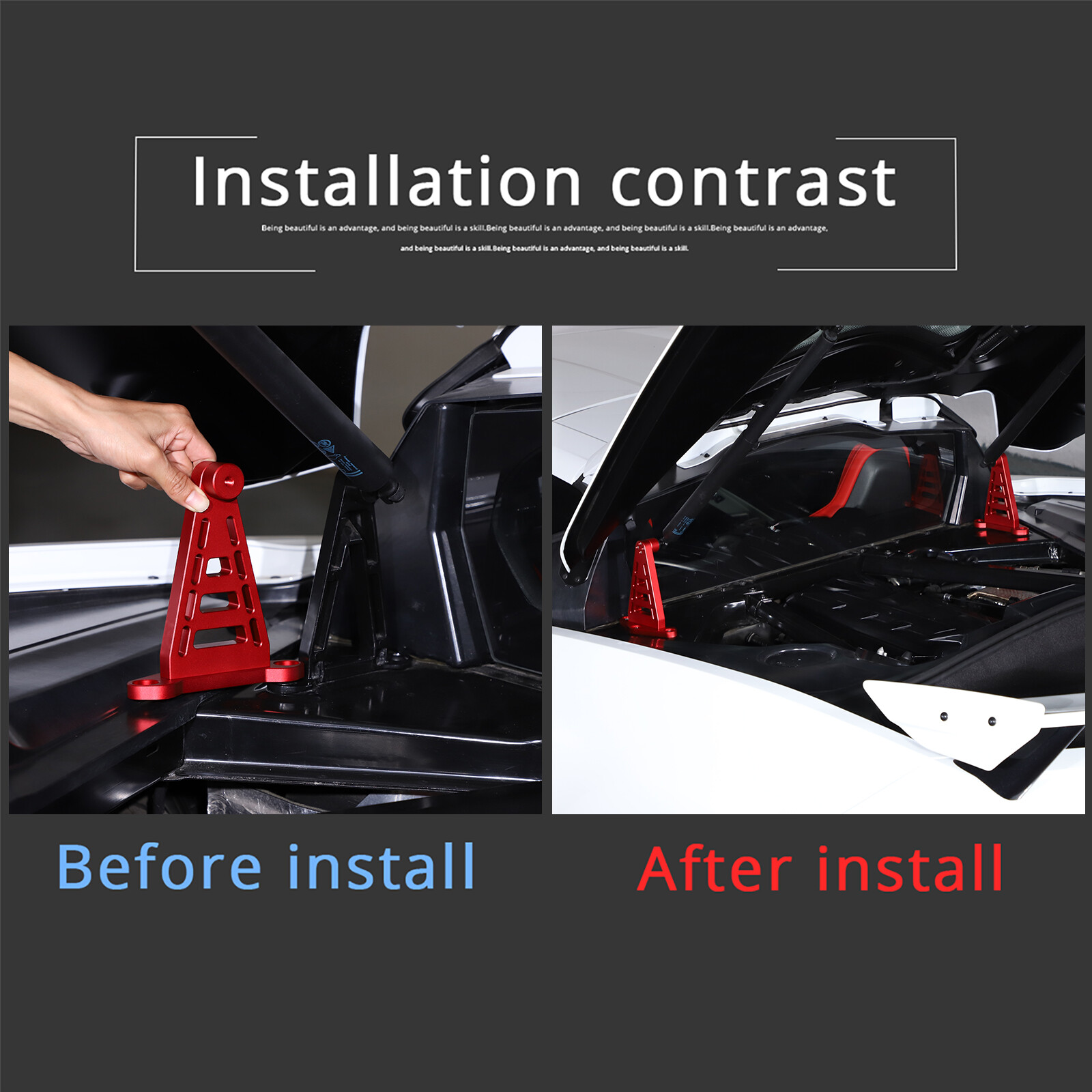 Replacement Red RaceLite Rear Hatch Support Brackets For Corvette C8 2020-26 US