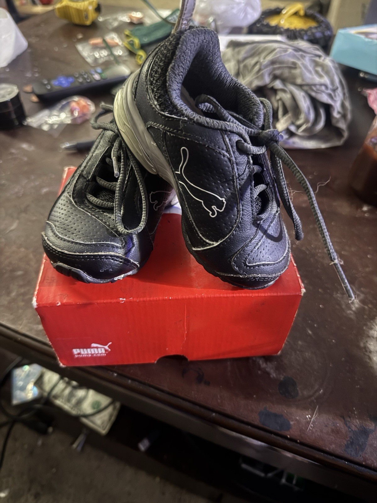 Puma Black Metallic Silver Shoes Size 4c