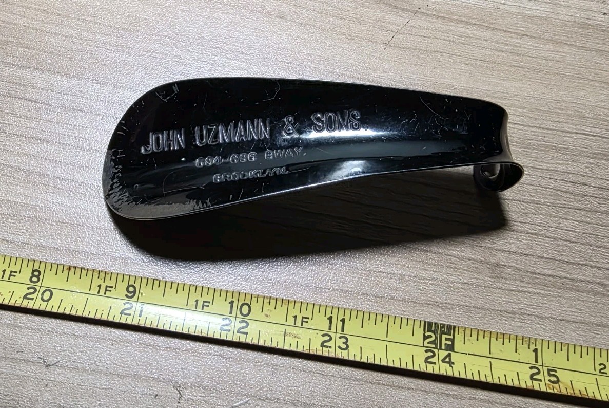Vtg John Uzmann & Sons Brooklyn Advertising Metal Shoehorn