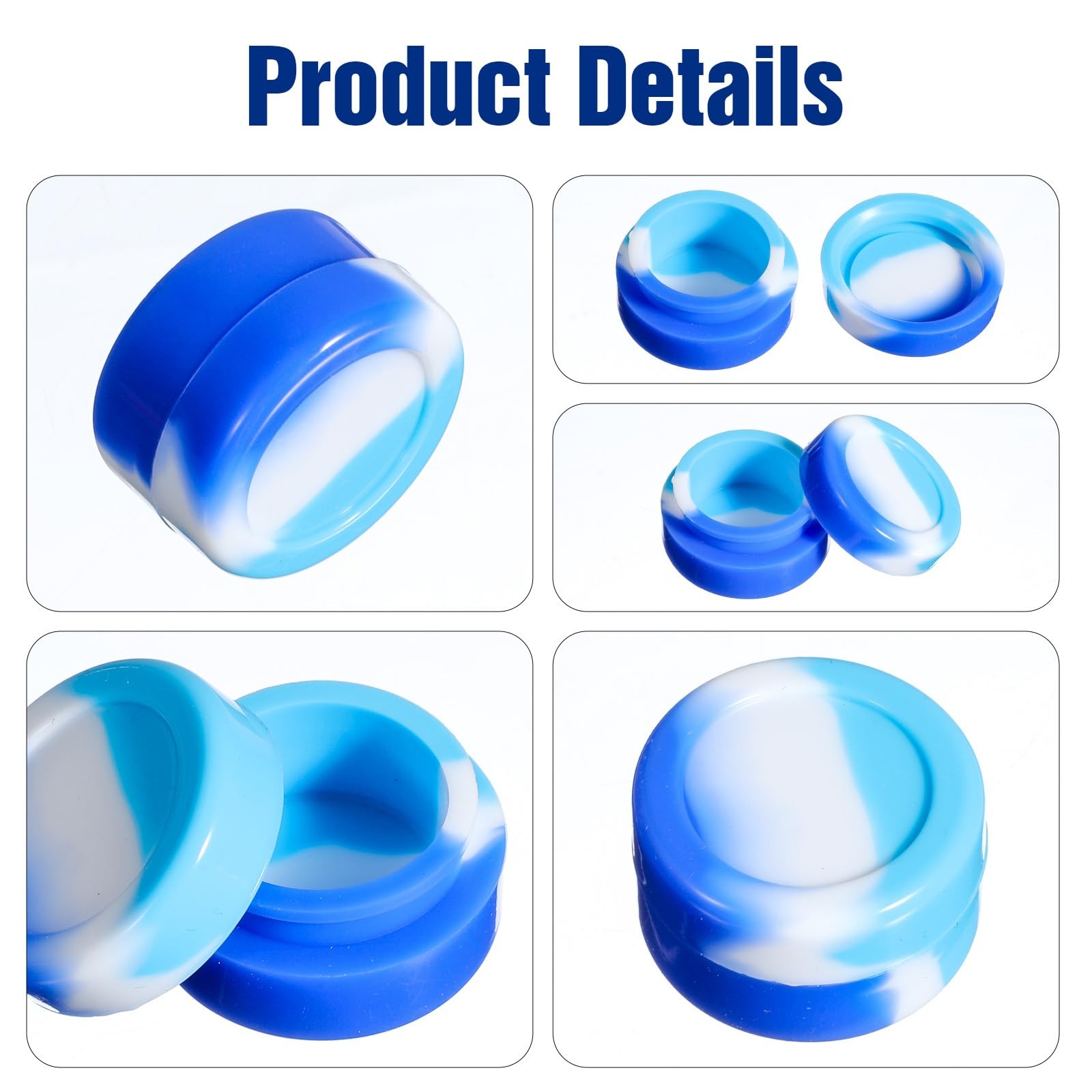 50 PCS 5ml Silicone Container NonStick Multi Use Storage Jar Assorted Color