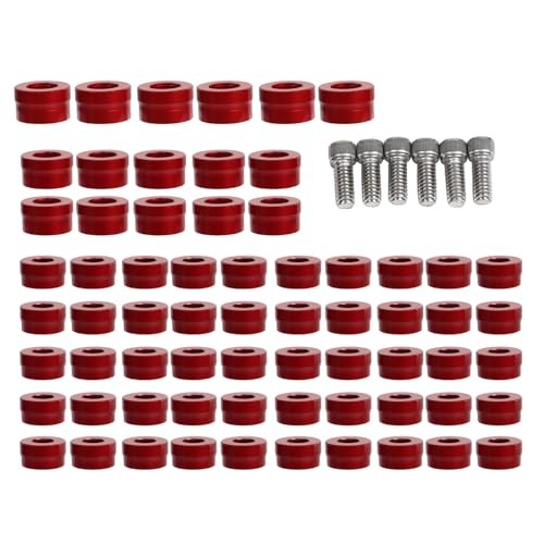 66pcs Engine Bolt Topper Cap Cover Aluminum For Harley Evolution,Twin Cam Red