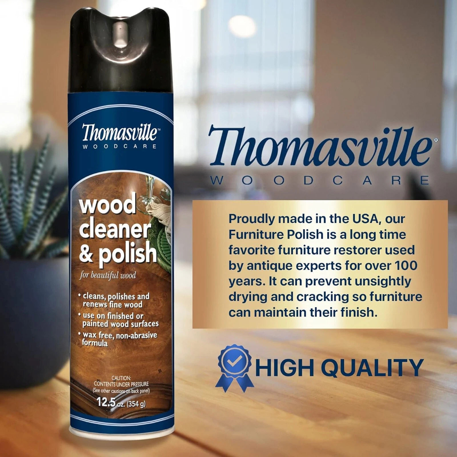 Thomasville Wood Cleaner & Polish Aerosol spray Wax Free Cabinet Furniture Care