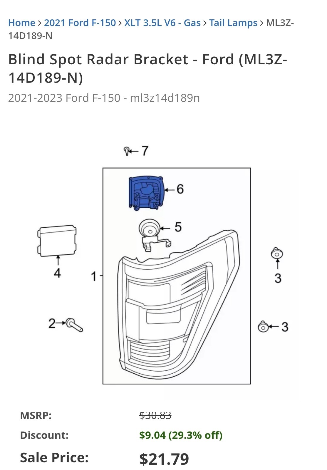 ML3Z-14D189-N blind Spot RADAR BRACKET