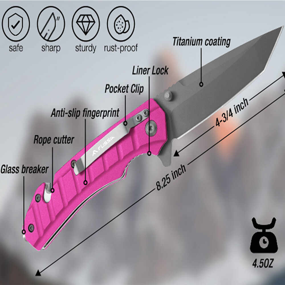 FLISSA Folding Pocket Knife Tactical Knife HRC52-57 Blade Hardness Liner Lock