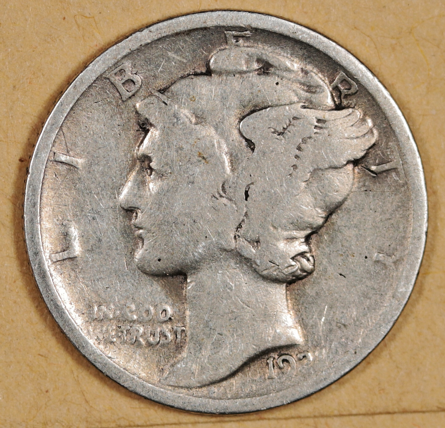 1921 Mercury Head Dime.  VG-F.  193535