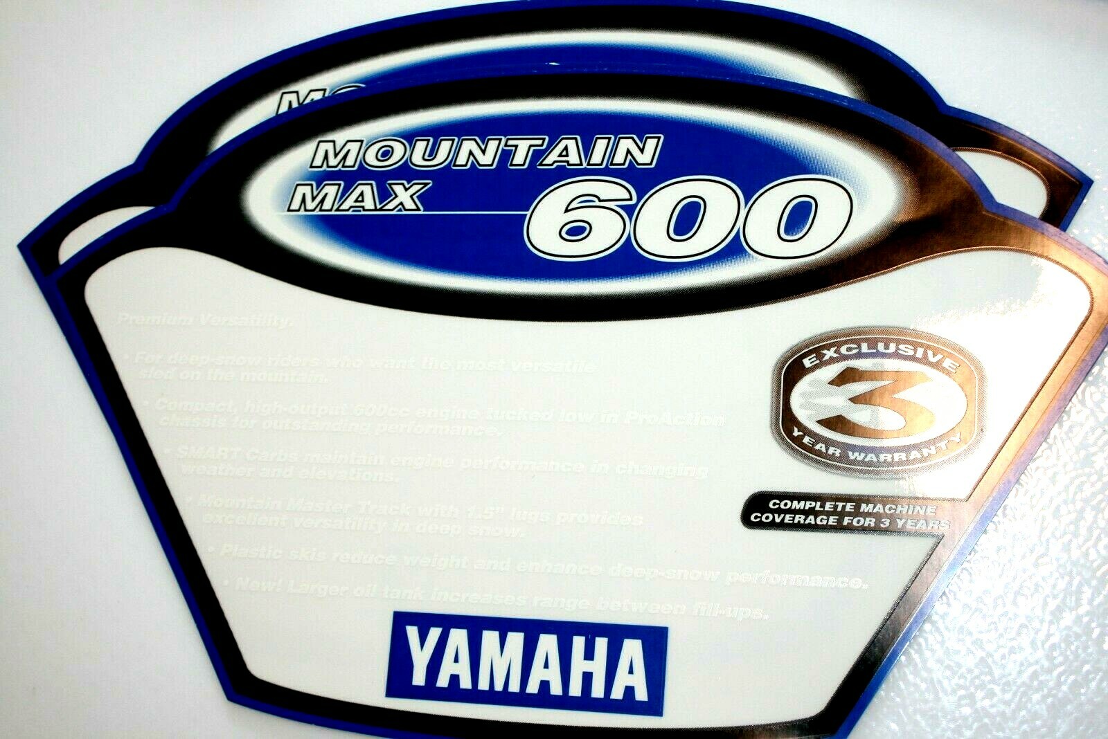 NOS YAMAHA DEALER SALES AID SNOWMOBILE WINDSHIELD 1999 MM600 MOUNTAIN MAX