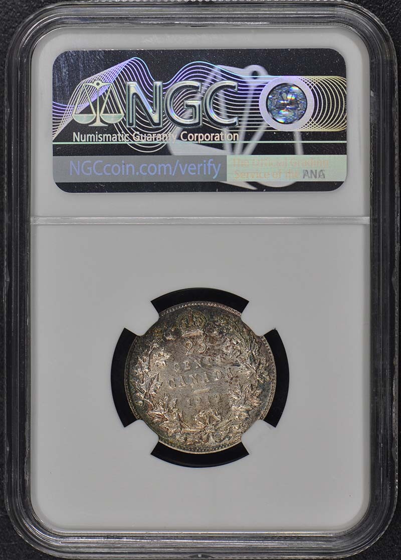 1919 CANADA 25C NGC AU58