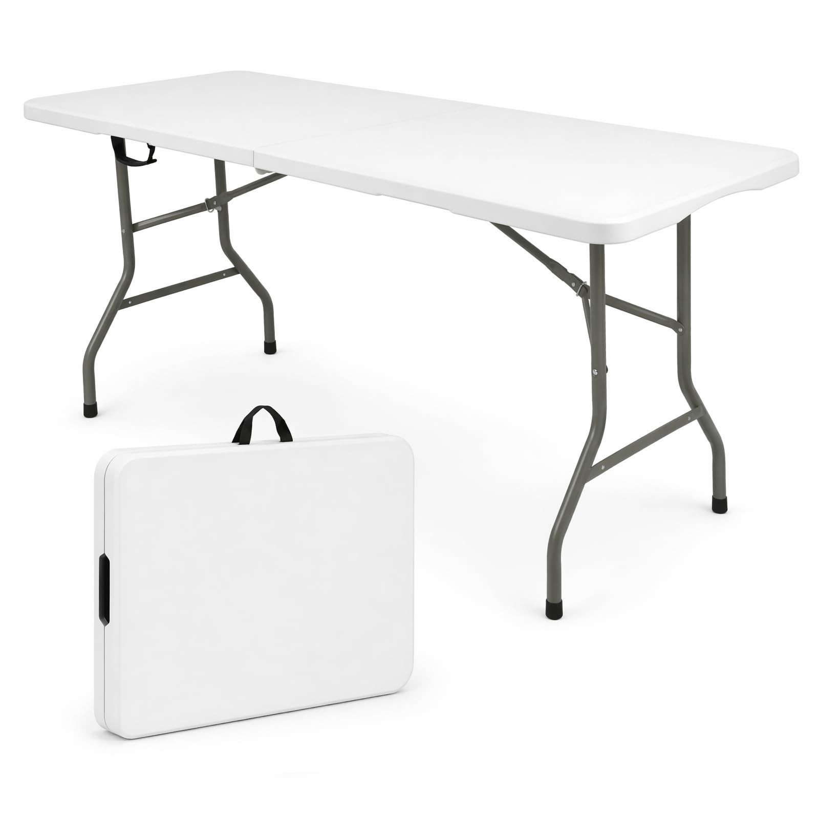 Best Folding Table 6 FT Lightweight Camping White Portable Plastic Rectangular