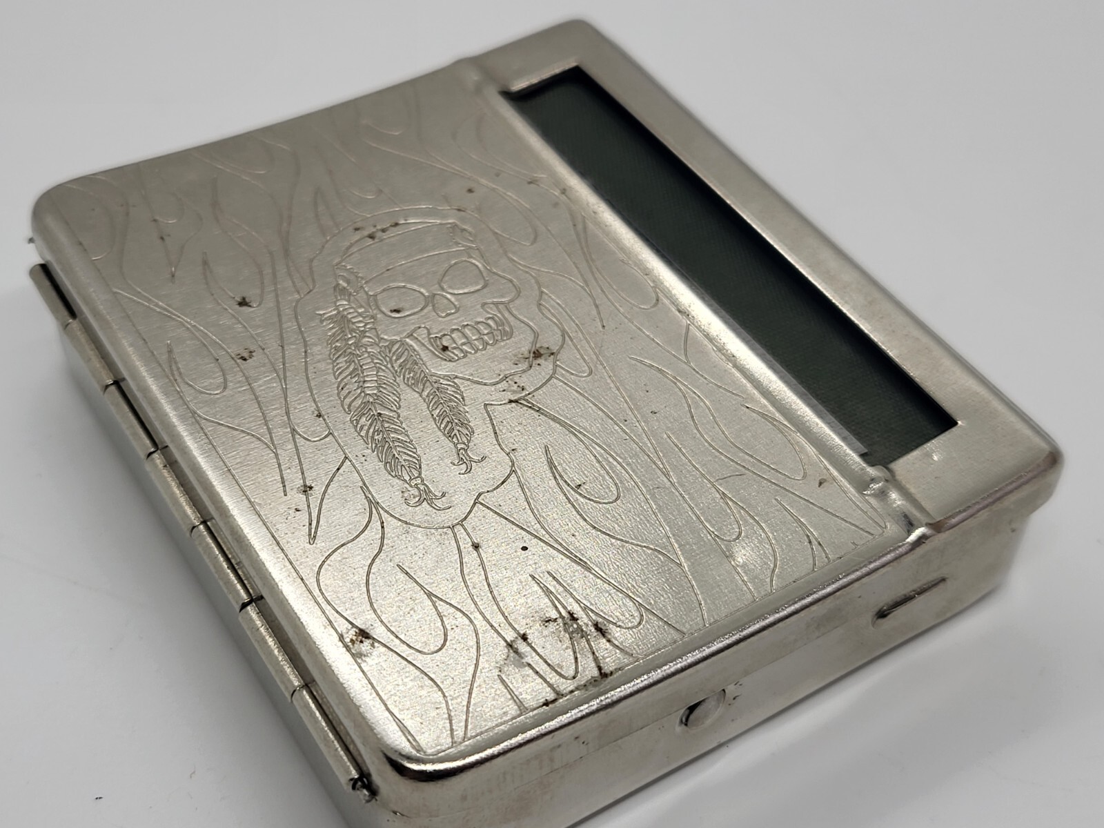 Automatic Cigarette Rolling Machine, Metal Box Cigarette Case PIRATE Skull
