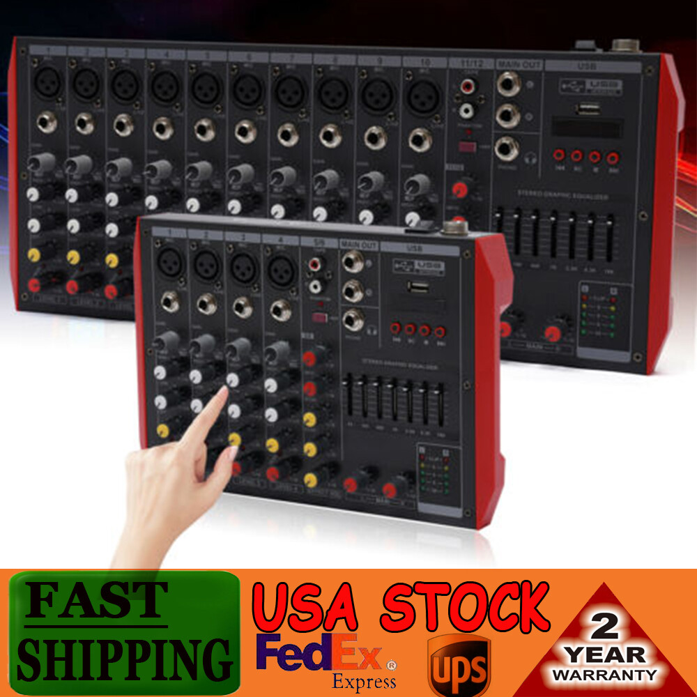 6/12Channel Mixing Console Bluetooth USB Live Studio Audio DJ Sound Mixer Board