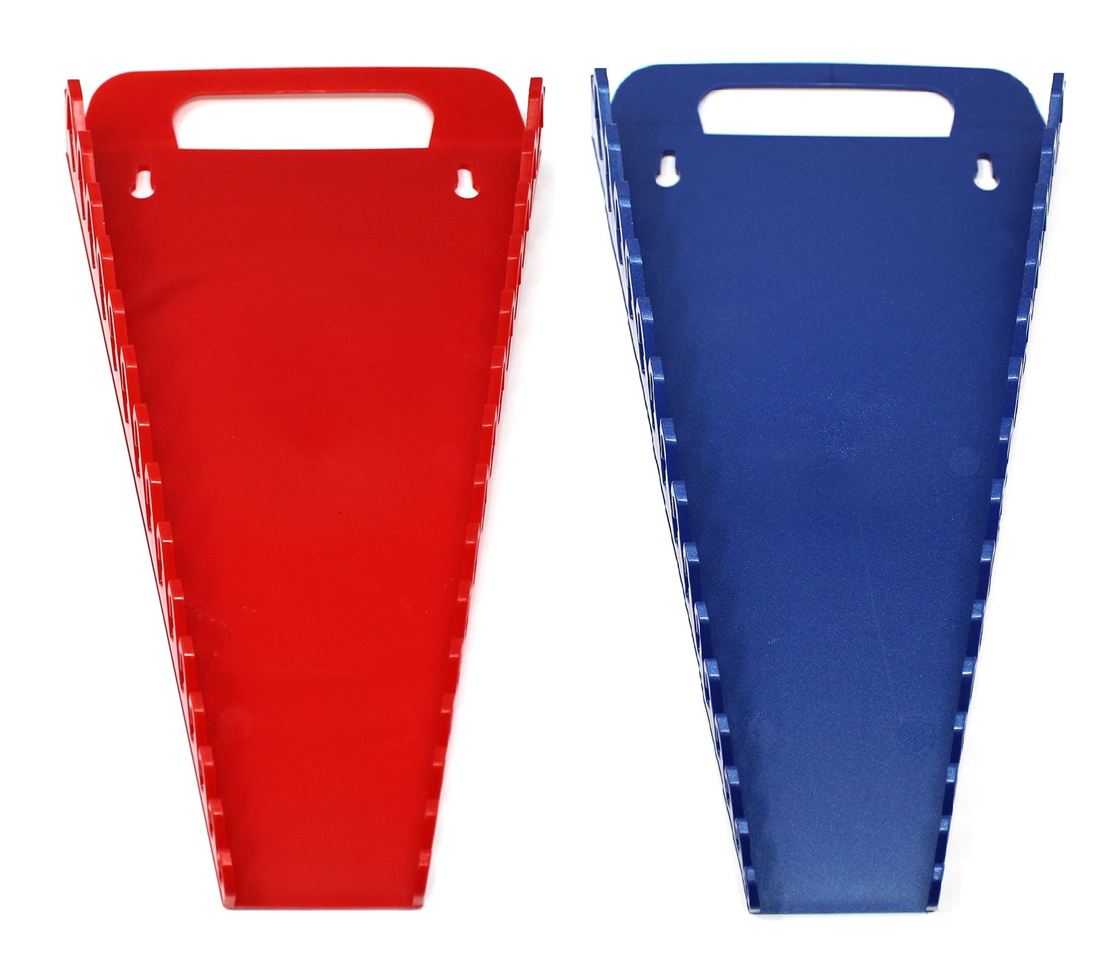 15-Tool Gripper Wrench Organizer Tray Kit - 2 Plastic 2 Piece Kit, Red & Blue