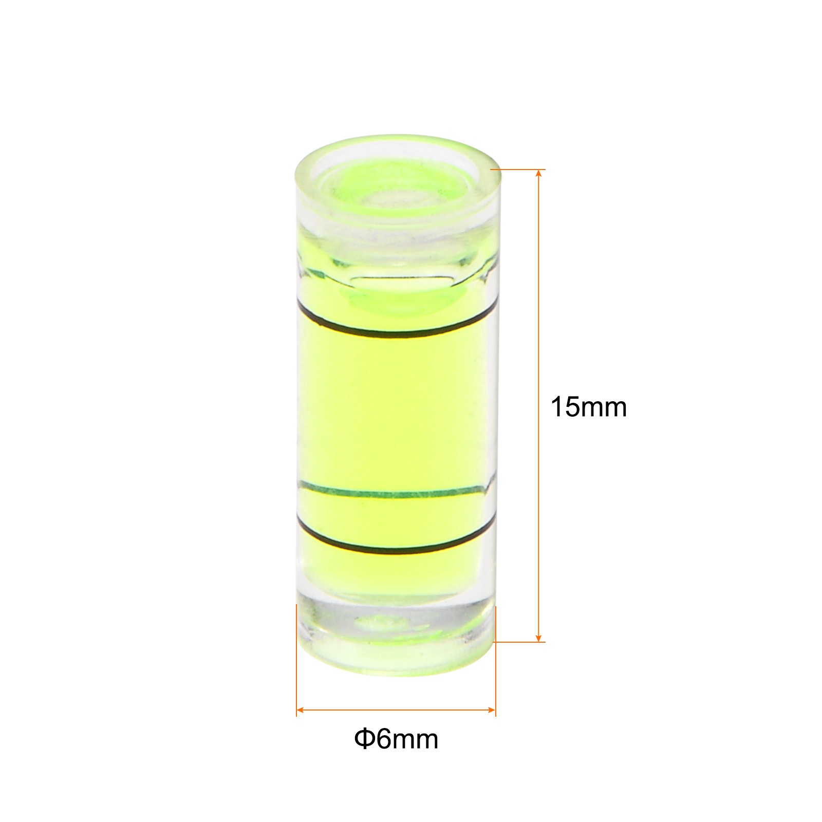 15pcs Small Cylindrical Bubble Level Vials 6x15mm Levels Measuring Tool