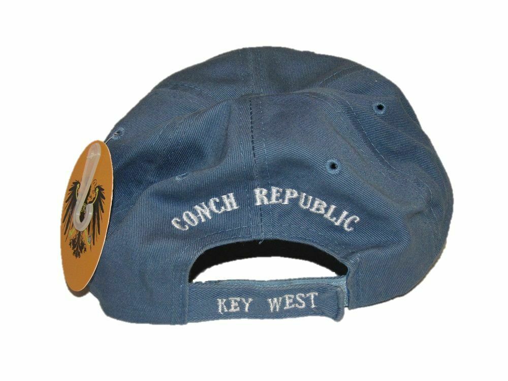 Key West Florida Conch Republic Deep Washed Light Blue Baseball Hat Cap (RUF)