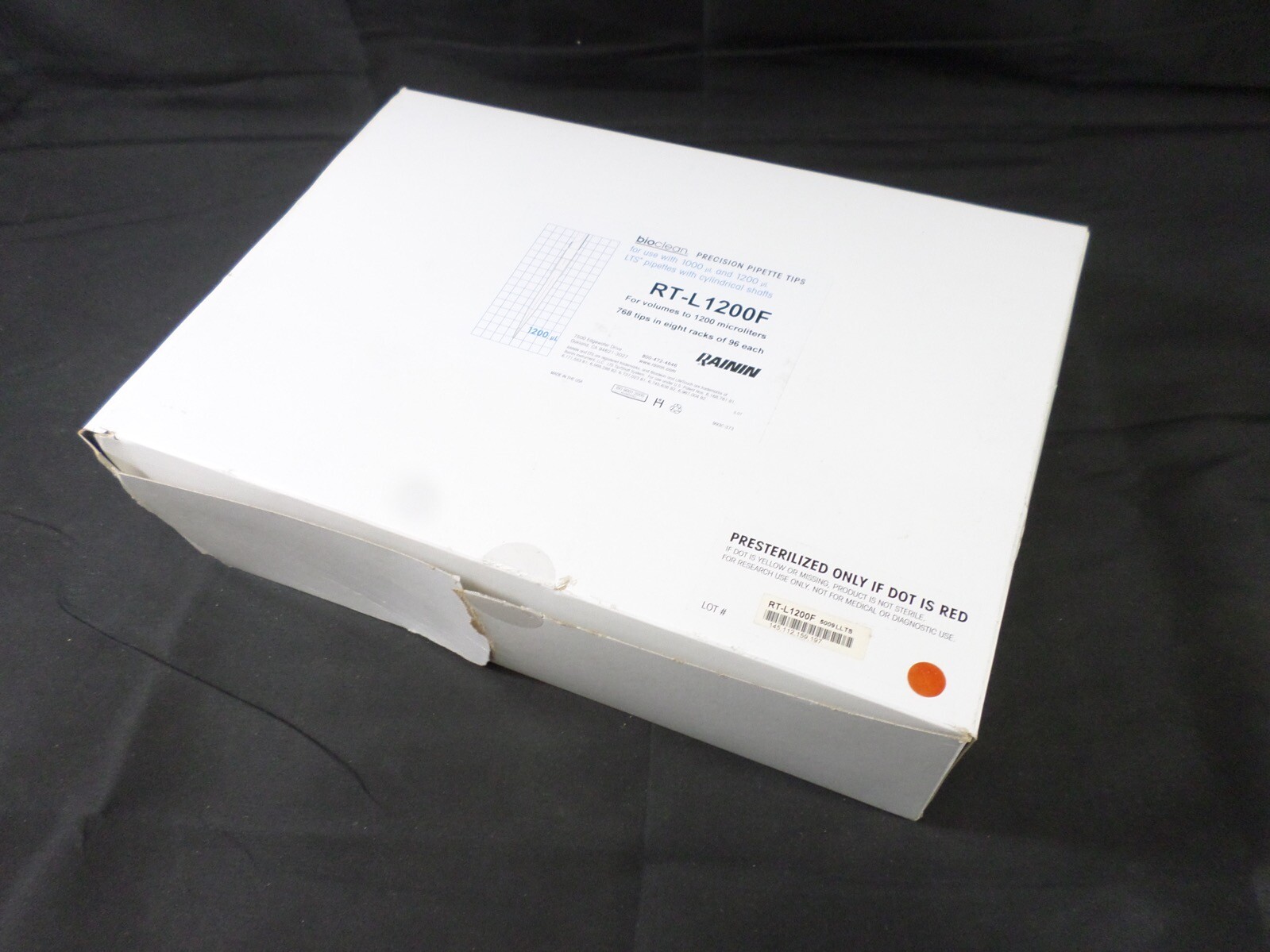 RAININ 1.2mL LTS LiteTouch Sterile Filtered Pipette Tips RT-L1200F (768/Box)