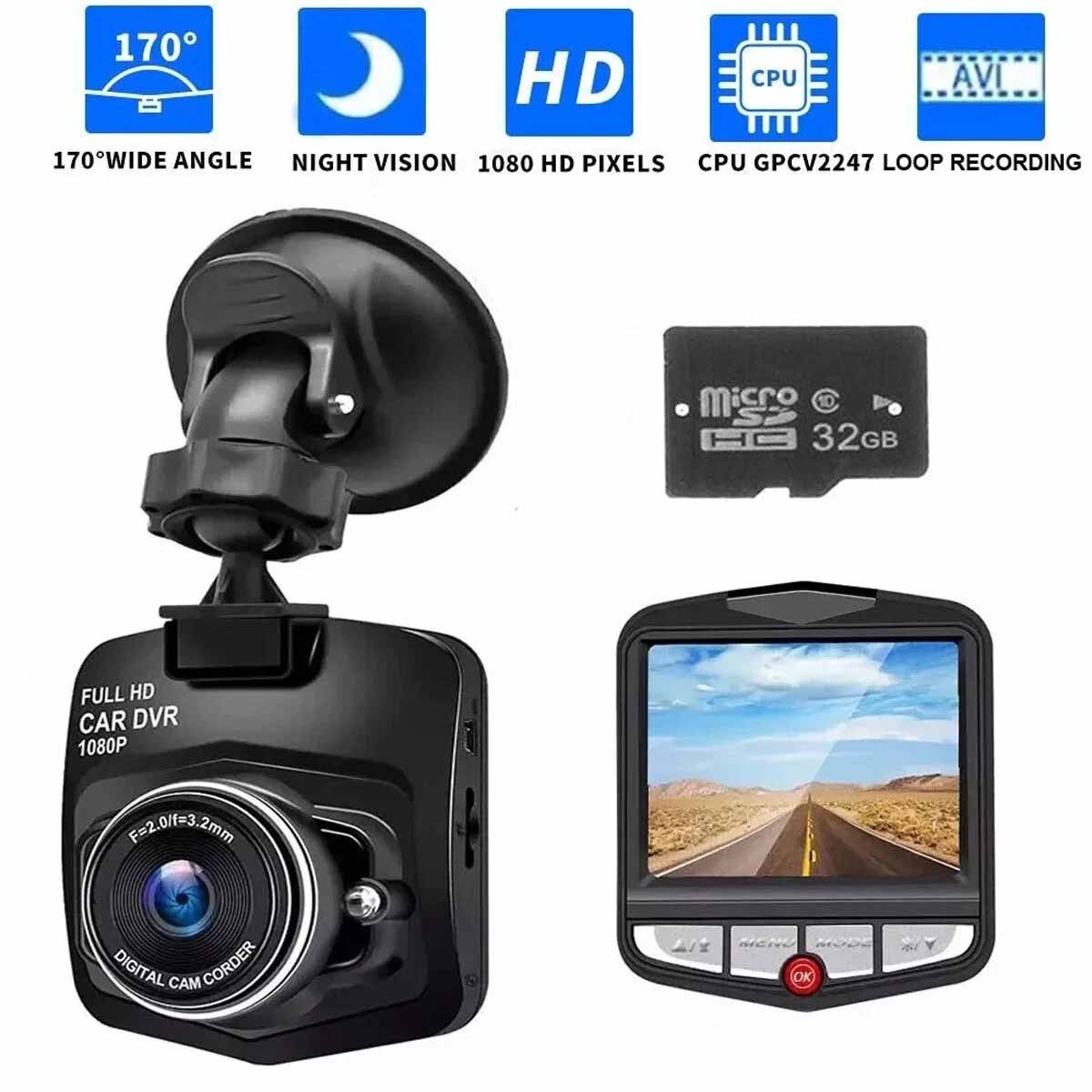 Full HD 1080P 2.4''  Dash Cam Car DVR Front or Rear Camera Night Vision G-sensor