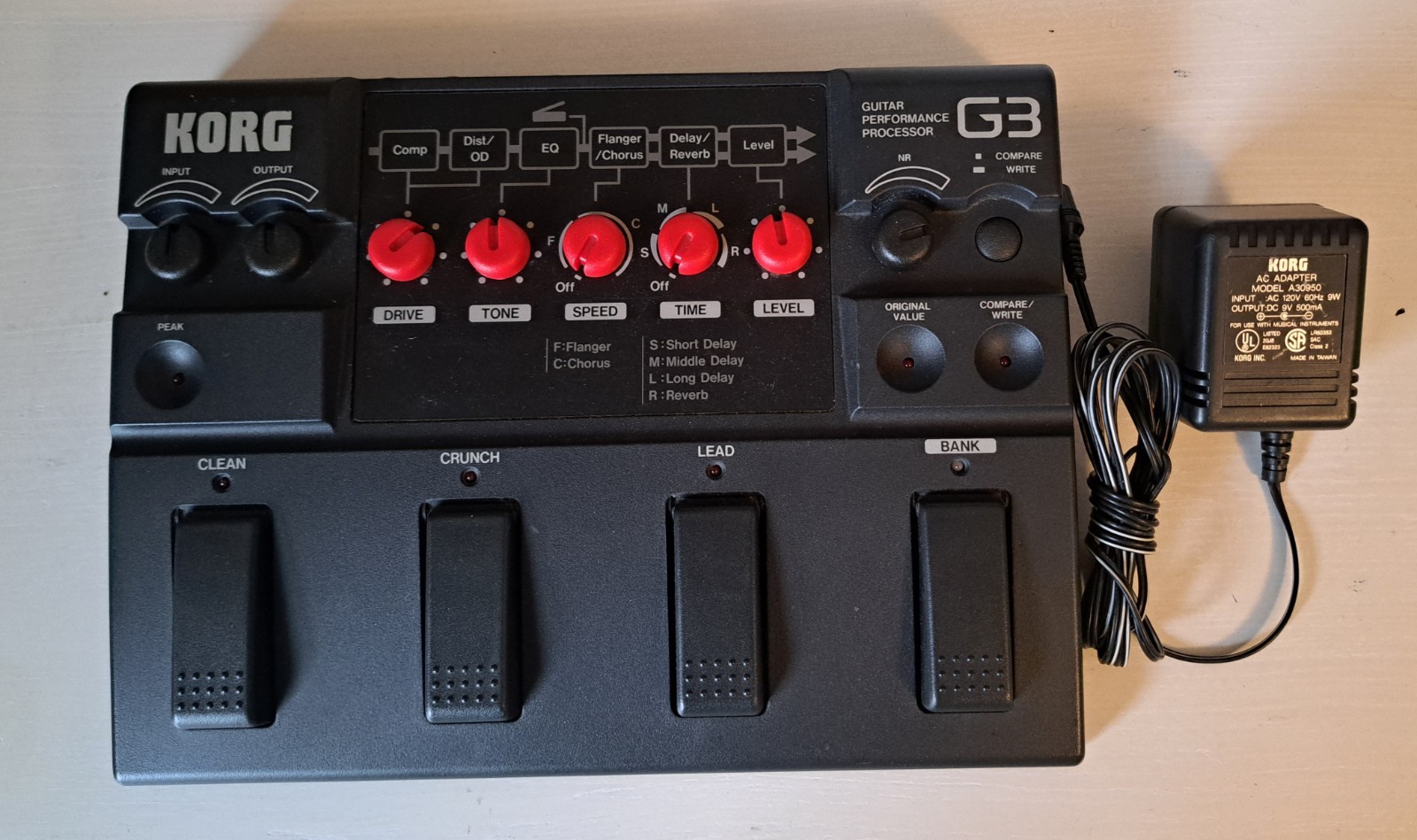 KORG G3 Guitar Performance Processor Guitar Multi Effect Pedal w/ Power Supply