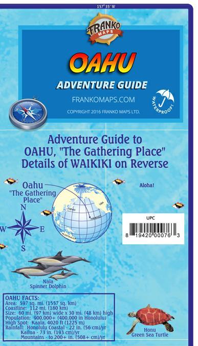 Oahu Hawaii Adventure Guide Map Waterproof by Franko Maps