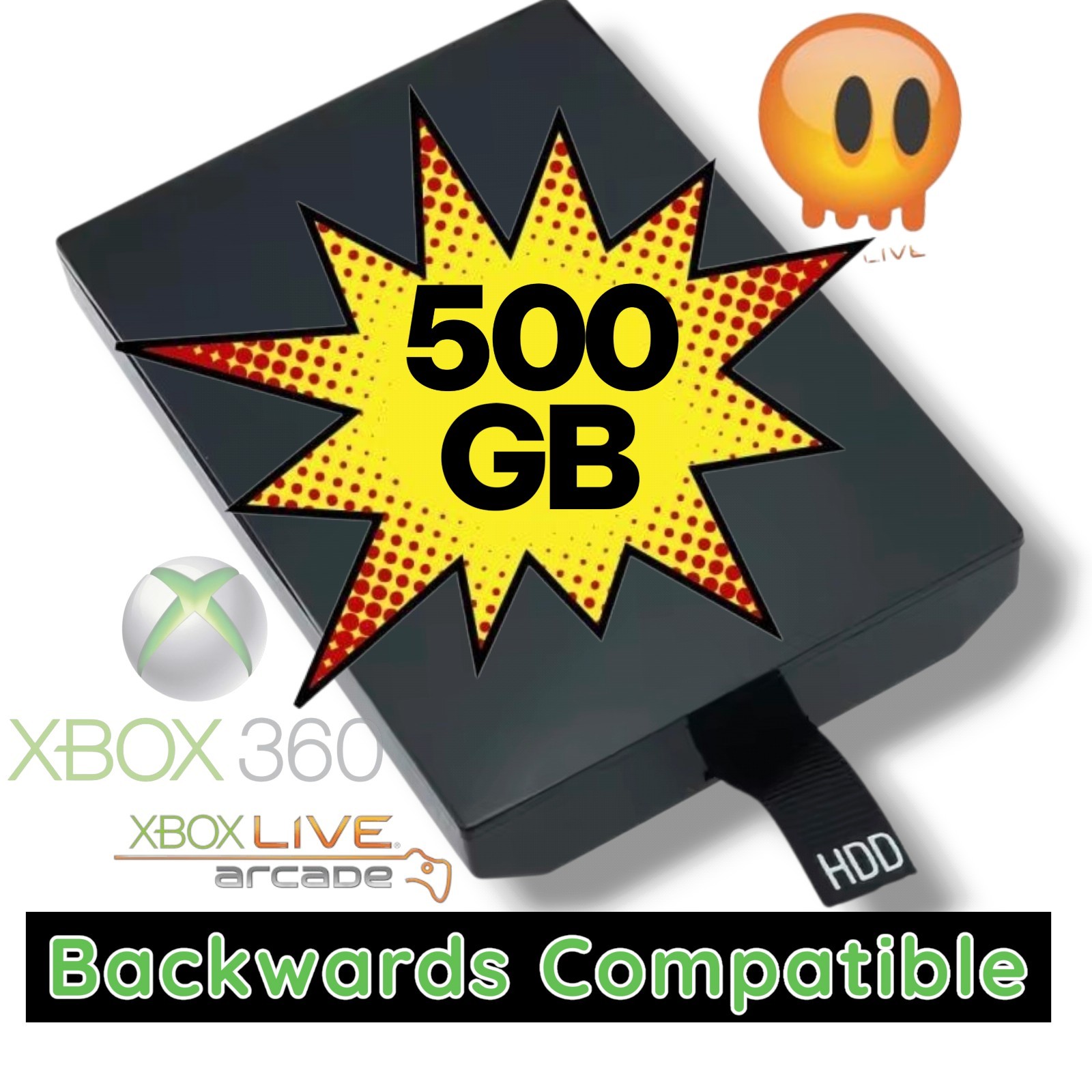 Xbox 360 Slim 500GB Hard Drive Series S/E HDD w/ OG Xbox Backward Compatibility
