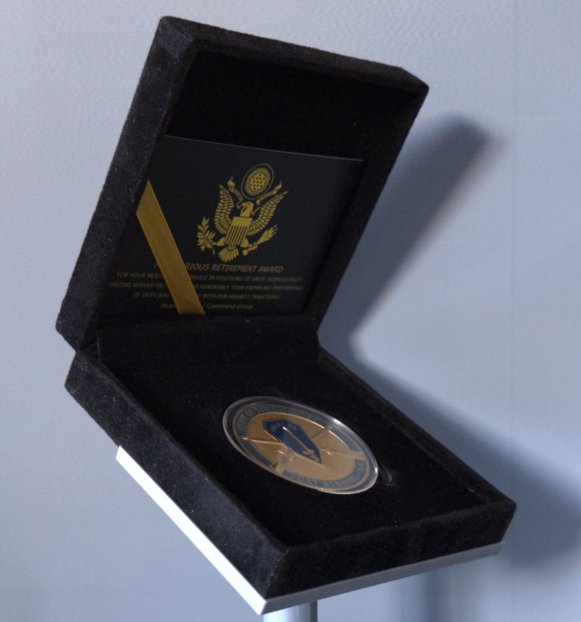 U.S. Army Fort Benning Home of the Infantry Challenge Coin in Display Case