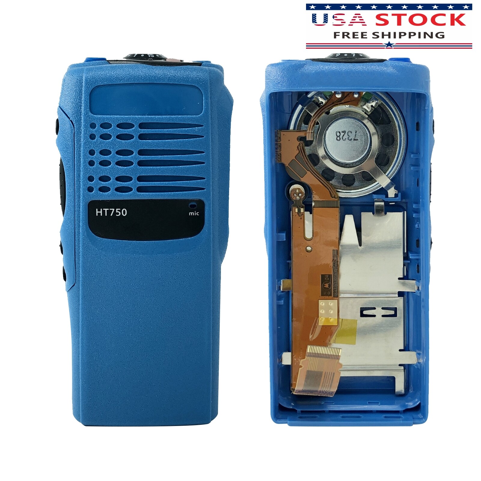 Blue Replacement No-Keypad Housing Case with Speaker Compatible with HT750 Radio